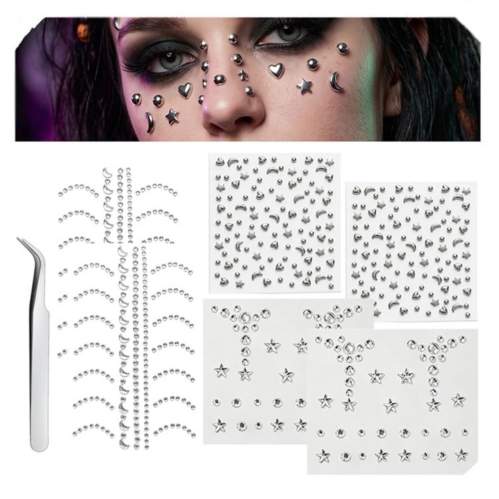 Body Jewelry Piercing - 偽穿孔ボール貼り鼻釘偽眉毛唇カフメデューサリップ釘粘着星面宝石ドリル