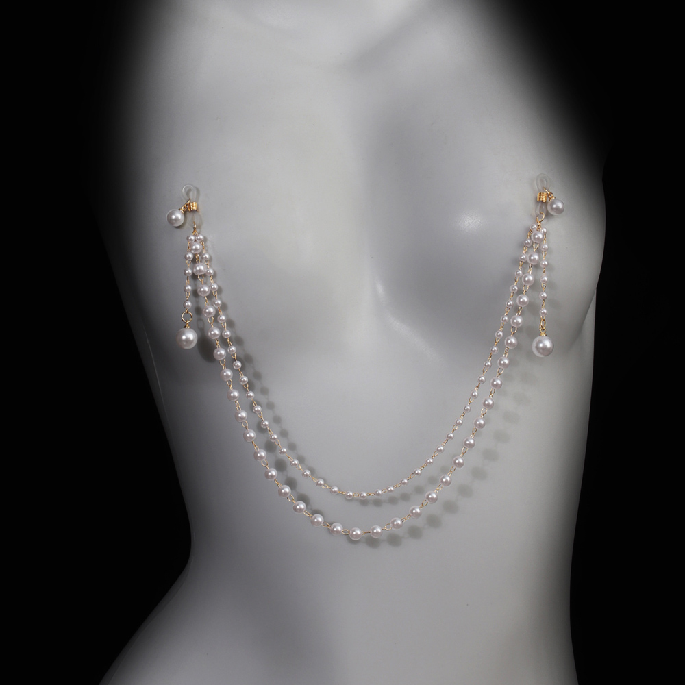 Body Jewelry Piercing - 模造パールタッセルチェストチェーンブラジャーなしピアス乳首アクセサリーセクシーなナイトクラブ女性ビキニボディチェーンパーティージュエリーギフト