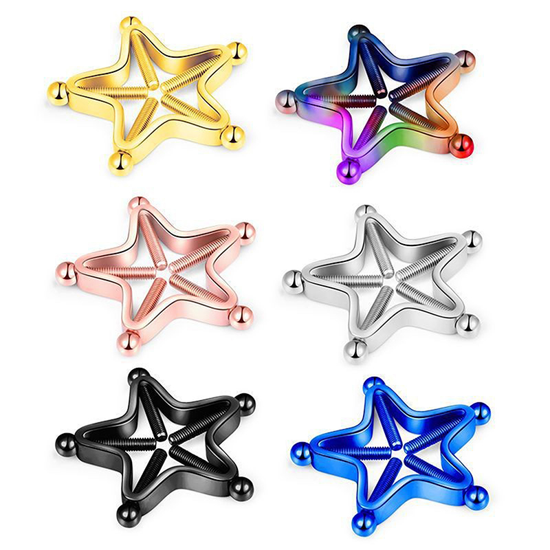 Body Jewelry Nipple Rings - 新しい 1 ピースステンレス鋼調節可能な乳首リング女性用、星型クリップオン乳首リングフェイク乳首ピアスジュエリー