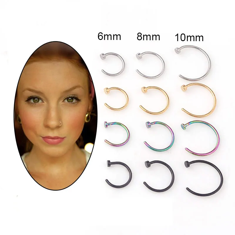 Body Jewelry Nose Studs - 5個/ロット 20G ノーズリングフープ、6mm/8mm/10mm 低アレルギー性サージカルステンレス鋼製 鼻/唇/トラガス用スタッカブルピアスジュエリー