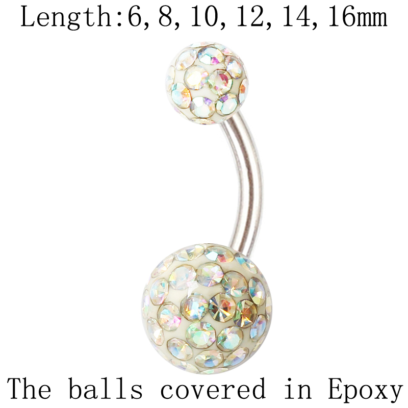 Body Jewelry Glue - へそピアス シンプルボール クラシックへそピアス 粘着剤でコーティングされた球面 14ゲージステンレス鋼棒 ボディジュエリー