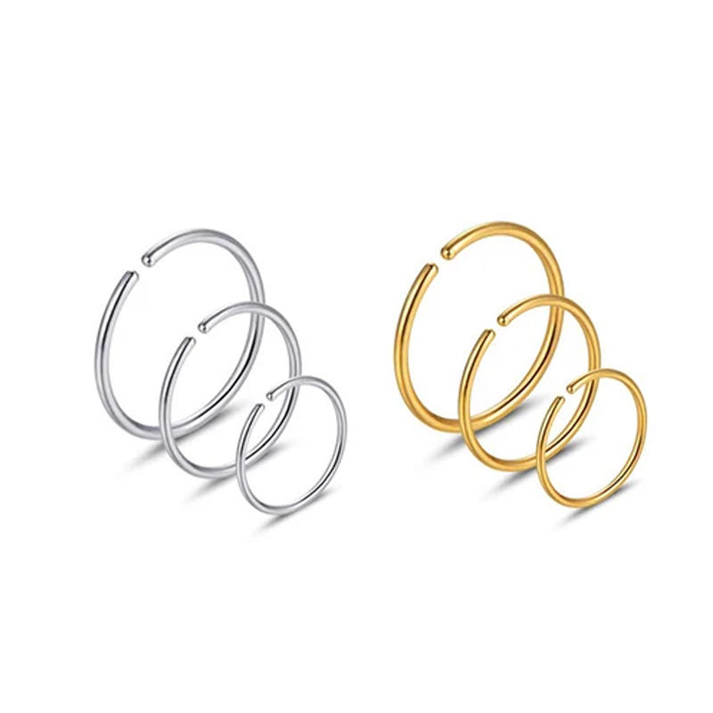 Body Jewelry Nose Studs - 6個/ロット 低アレルギー性ノーズリングフープ 316Lサージカルステンレス鋼 20G イヤリング 軟骨