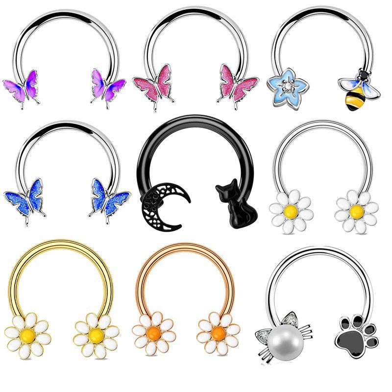 Body Jewelry Nose Studs - 16G セプタムリング ダイスピアス サージカルスチール 軟骨ピアス フープ