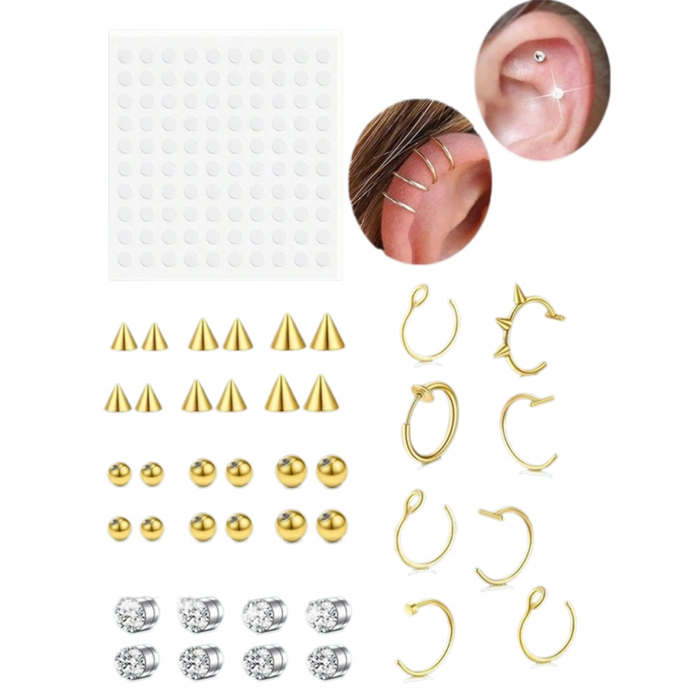 Body Jewelry Piercing - フェイクノーズリング、フェイクセプタム（女性用）、フェイクノーズピアス、スプリングクリップ式、ノンピアス、フェイクボディピアスジュエリー