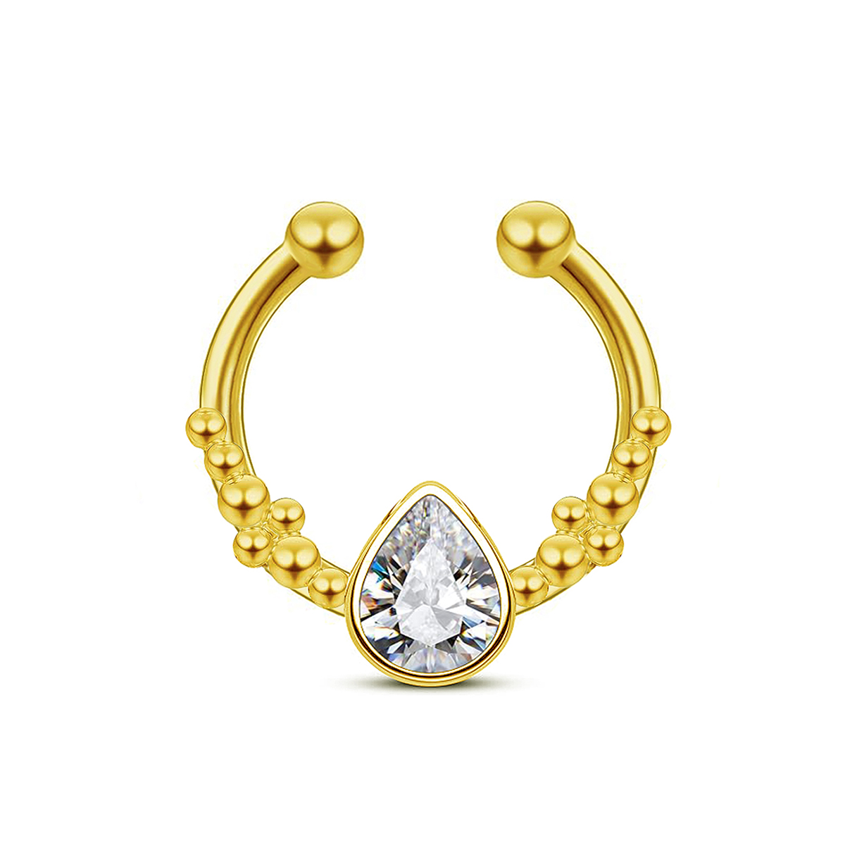 Body Jewelry Piercing - ステンレス鋼ホースシューウォータードロップノーズリング女性用、ミルプラグクリップなし、パンチングピアスジュエリー