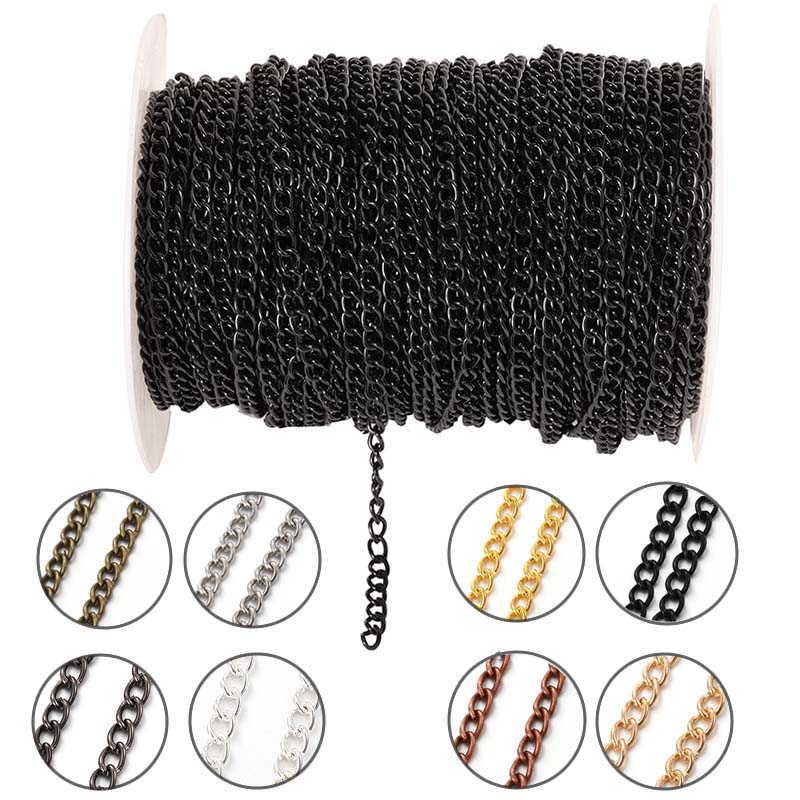 Body Jewelry Chain - 2 メートル 2.5/3.5/4.5 ミリメートル金属フラットオーバル延長薄型チェーン DIY ネックレスブレスレット衣類ボディチェーンジュエリー作成アクセサリー