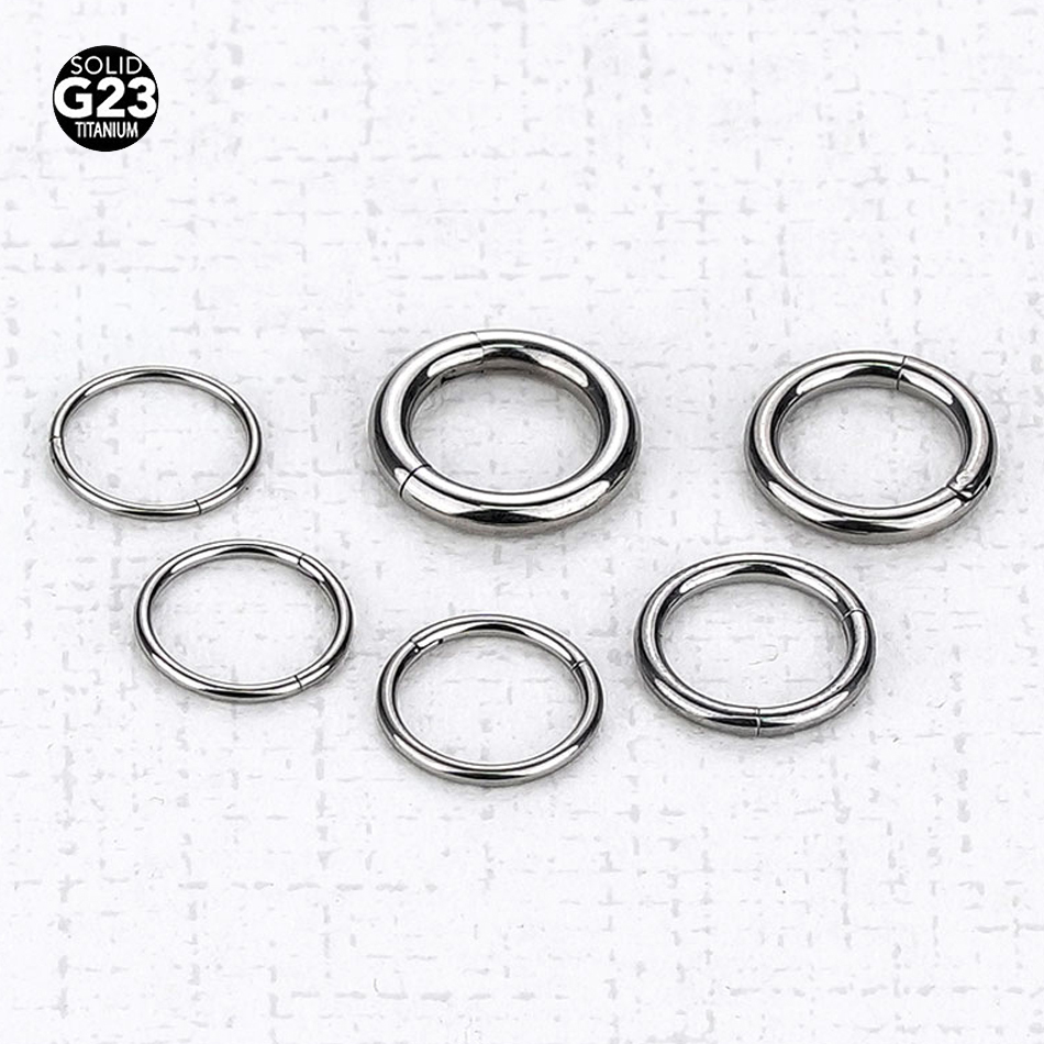 Body Jewelry Nipple Rings - 1PC G23 チタンヒンジセグメントリング鼻リングピアス乳首耳セプタム珠軟骨クリッカーリップボディジュエリー 14 グラム 16