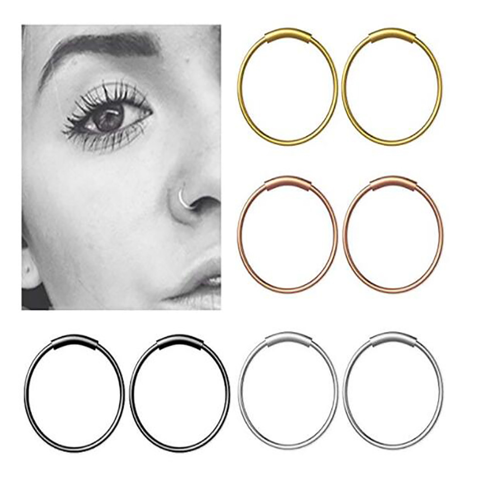 Body Jewelry Nose Studs - 3 ピース/ロット 316L サージカルスチール シームレス連続フープリング 鼻、眉毛、耳珠、リップ、耳用リング、6mm