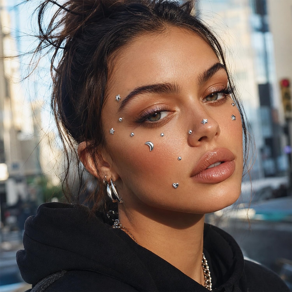 偽穿孔ボール貼り鼻釘偽眉毛唇カフメデューサリップ釘粘着星面宝 - Body Jewelry Piercing のレビューと価格
