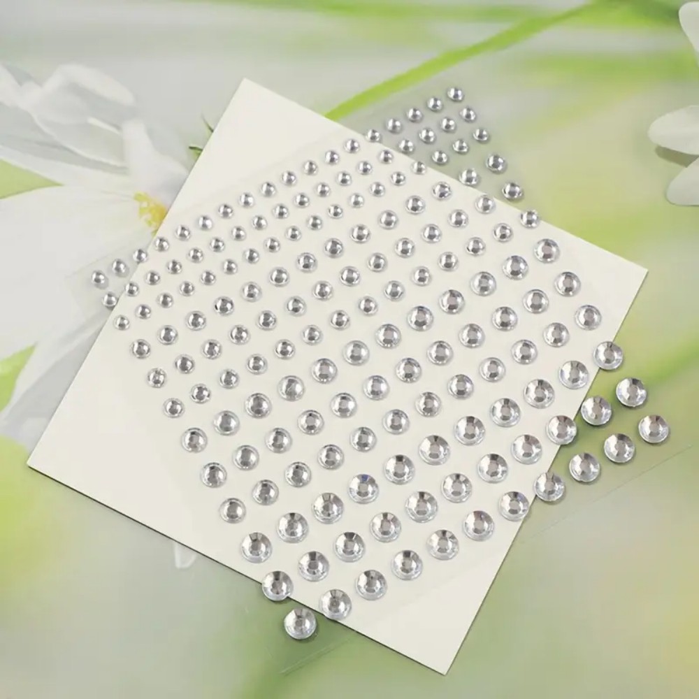 165 個の自己粘着ラインストーンステッカー、白いラウンド宝 - Body Jewelry Piercing のレビューと価格