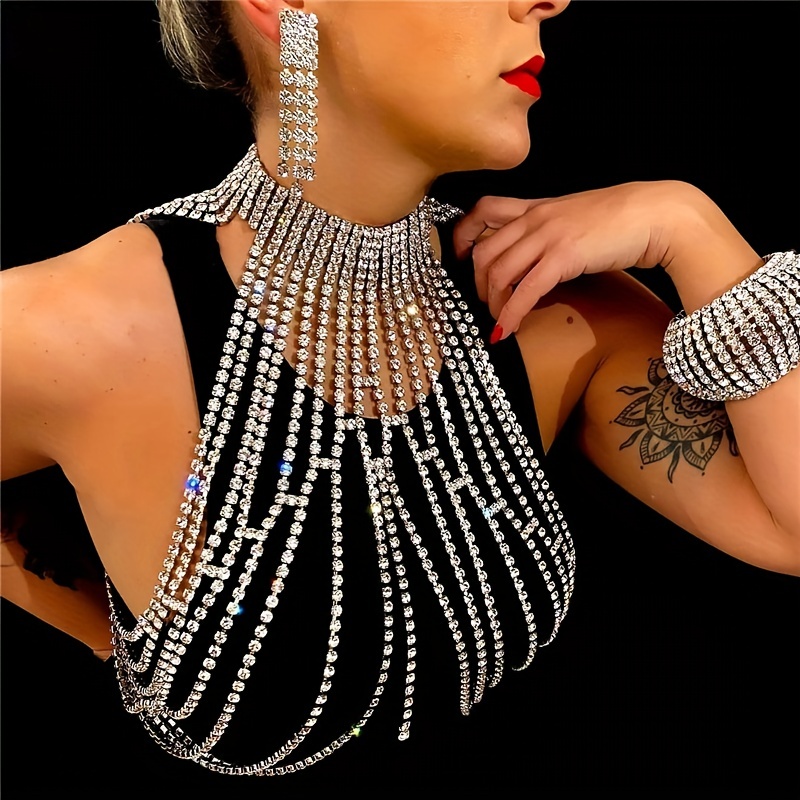 高級クリスタルチェストチェーン、レトロで高級感のある、多層ラ - Body Jewelry High End のレビューと価格