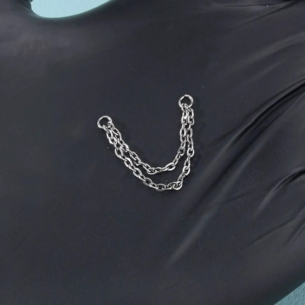 チタン製ノーズチェーン 三層チェーン ダブルチェーン 鼻孔チ - Body Jewelry Piercing のレビューと価格