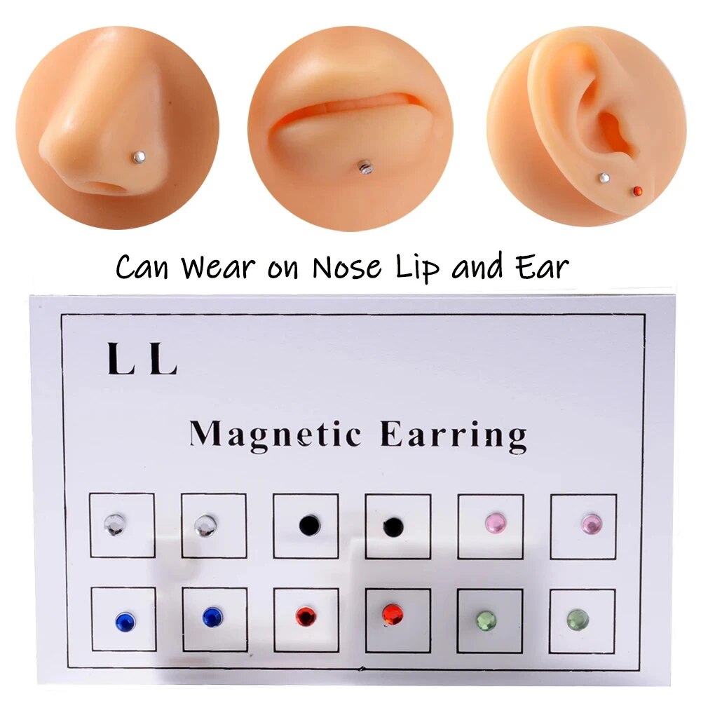 ドリルされていない磁気イヤリング,偽のイヤスタッド,耳珠,ア - Body Jewelry Nose Studs のレビューと価格
