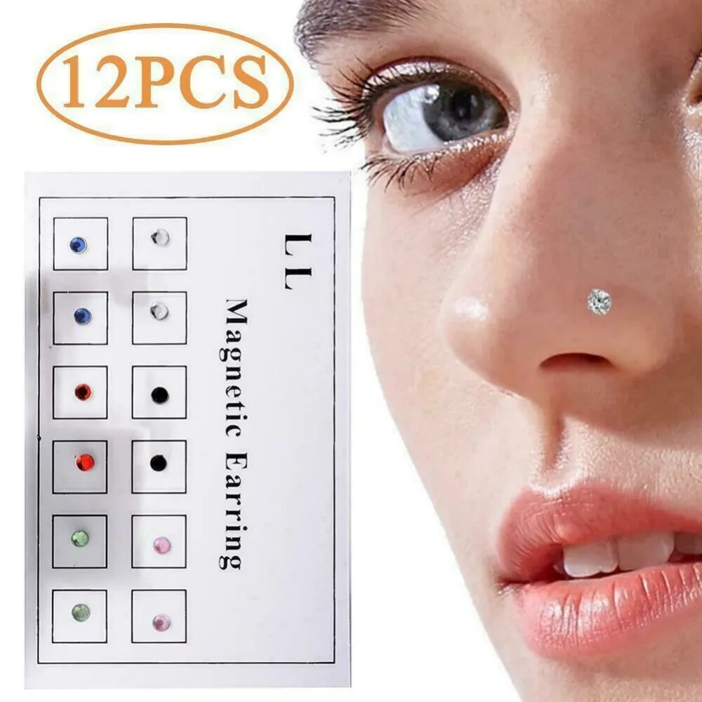 ドリルされていない磁気イヤリング,偽のイヤスタッド,耳珠,ア - Body Jewelry Nose Studs のレビューと価格
