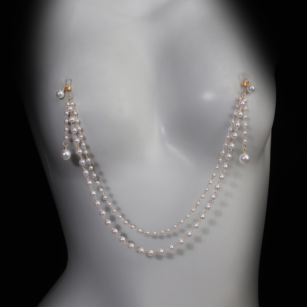 模造パールタッセルチェストチェーンブラジャーなしピアス乳首ア - Body Jewelry Piercing のレビューと価格