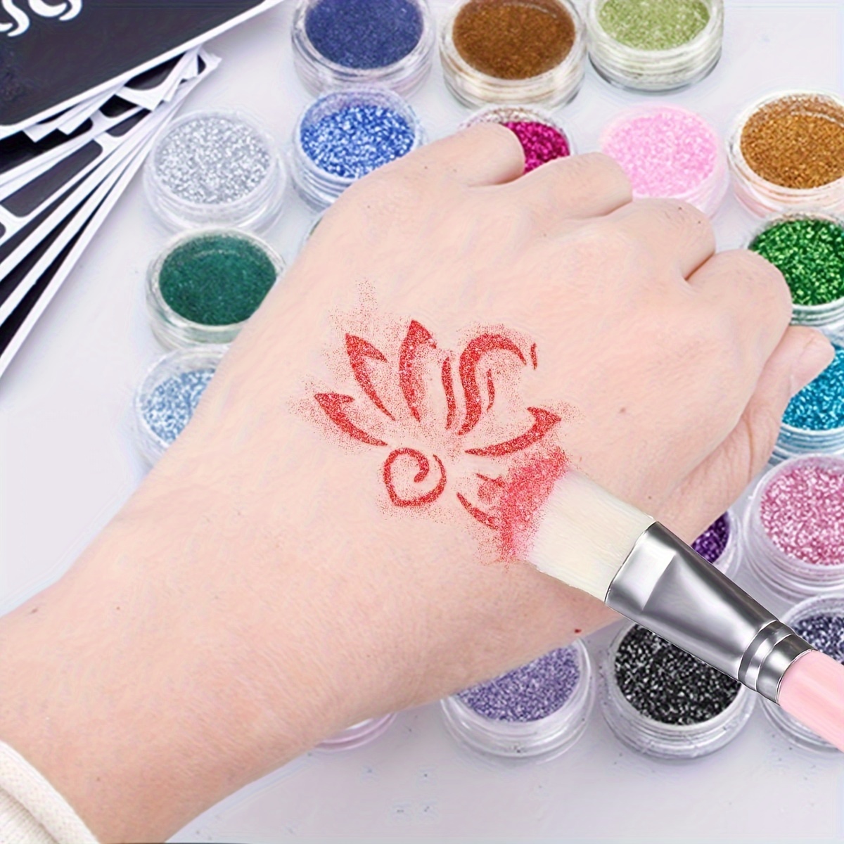 24色のグリッター一時的なボディメイクアップセット、接着剤2 - Body Jewelry Glue のレビューと価格