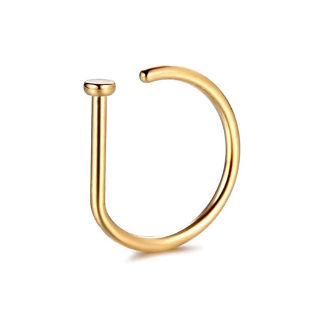 1PC 女性男性偽鼻リング D 形状湾曲したバーベル鼻フープ - Body Jewelry Nose Studs のレビューと価格