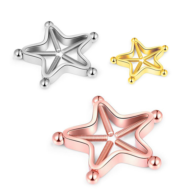 新しい 1 ピースステンレス鋼調節可能な乳首リング女性用、星 - Body Jewelry Nipple Rings のレビューと価格