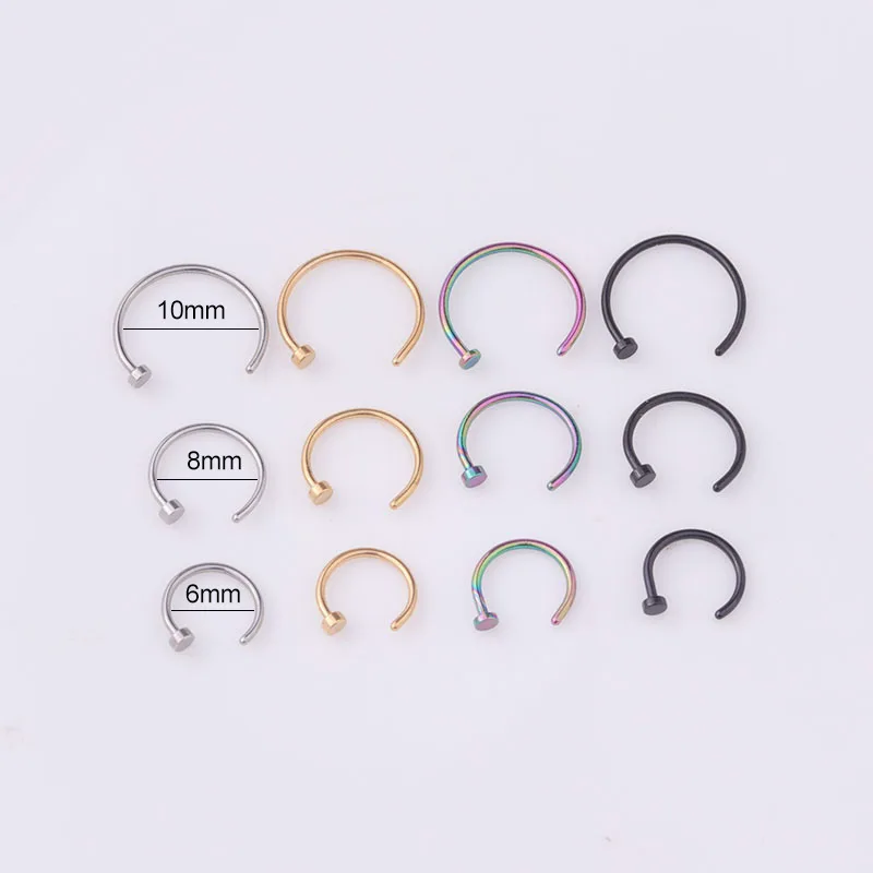 5個/ロット 20G ノーズリングフープ、6mm/8mm/1 - Body Jewelry Nose Studs のレビューと価格