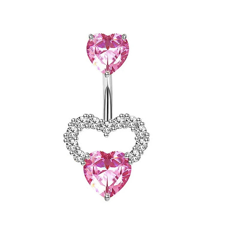 1 個ピンククラウンへそリングジュエリーステンレス鋼ハートへ - Body Jewelry Piercing のレビューと価格
