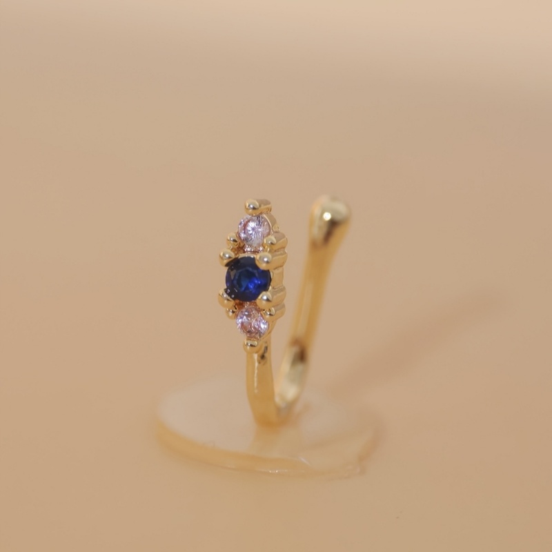 真鍮製のブルージルコンノーズクリップ1個セット、女性用ボヘミ - Body Jewelry Nose Studs のレビューと価格