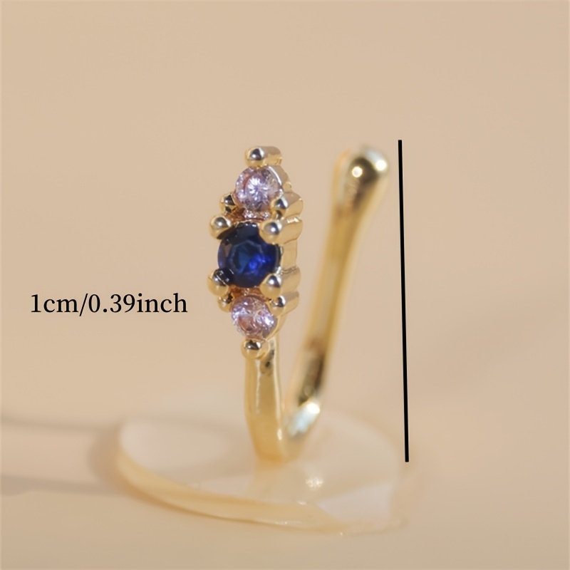 真鍮製のブルージルコンノーズクリップ1個セット、女性用ボヘミ - Body Jewelry Nose Studs のレビューと価格