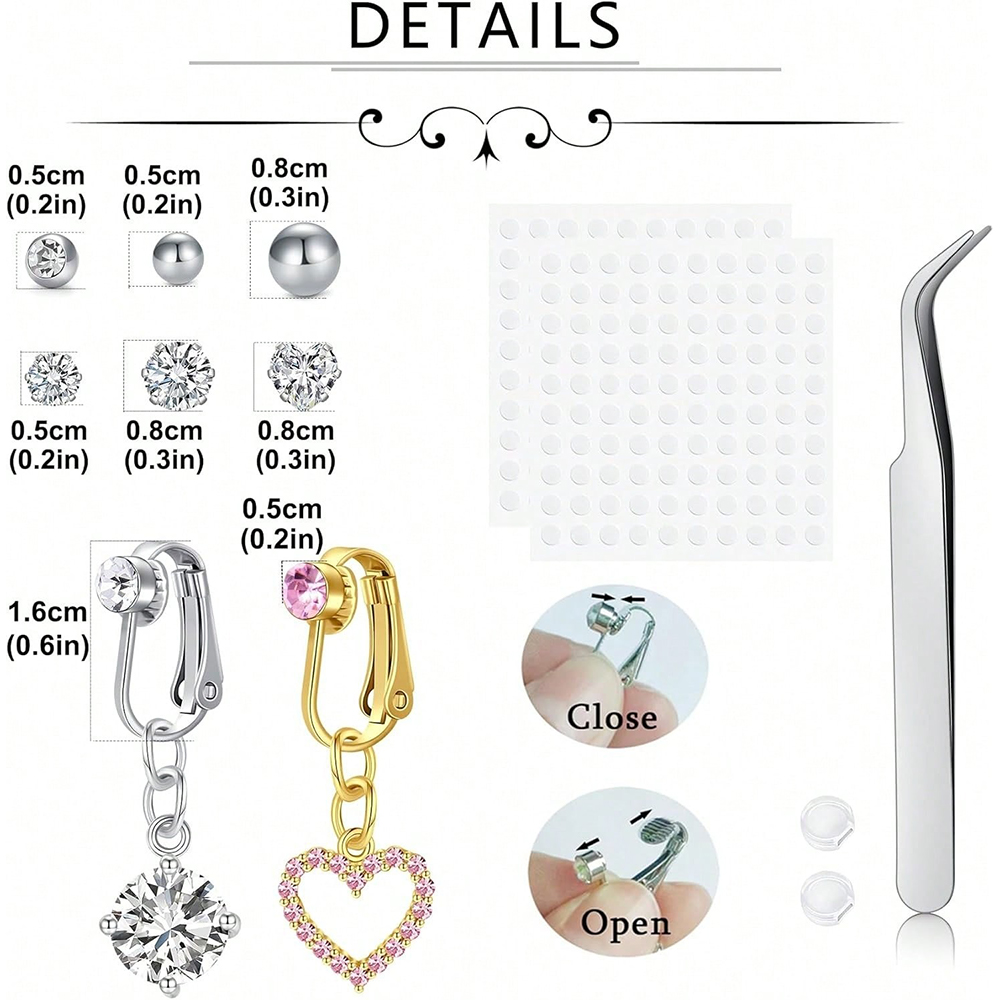 ゴールドフェイクベリーピアス キュービックバタフライ クリッ - Body Jewelry Piercing のレビューと価格