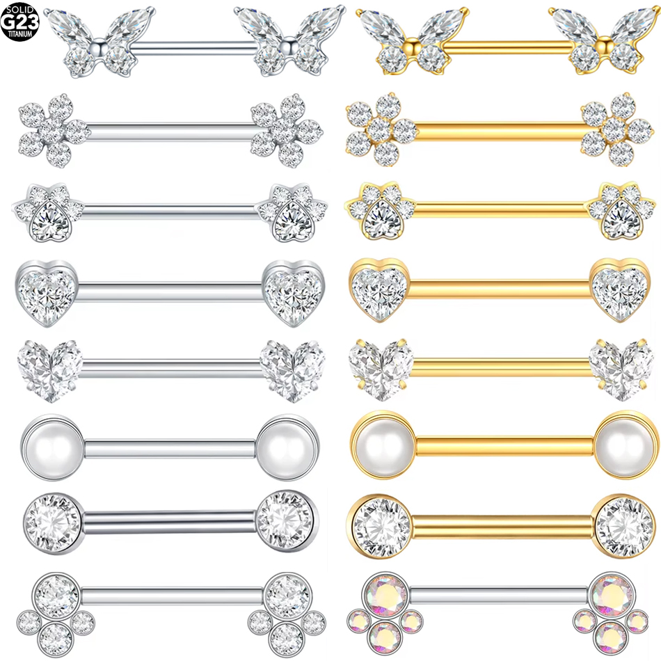 1個入り G23 チタン製ニップルリング ストレートバーベル - Body Jewelry Nipple Rings のレビューと価格