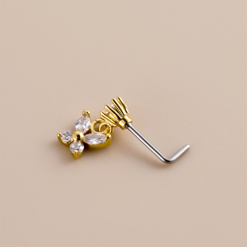 ステンレス鋼ピアス鼻スタッドクリスタルジルコン L スクリュ - Body Jewelry Nose Studs のレビューと価格
