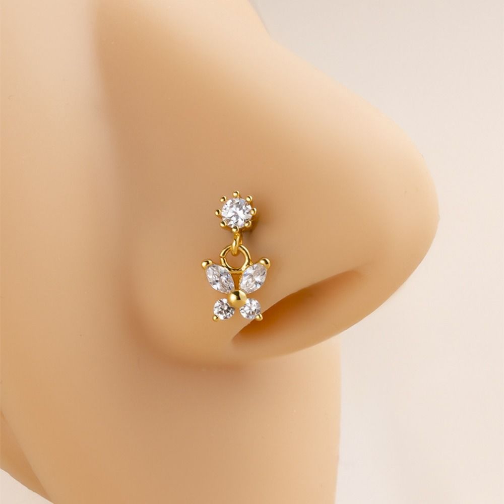 ステンレス鋼ピアス鼻スタッドクリスタルジルコン L スクリュ - Body Jewelry Nose Studs のレビューと価格