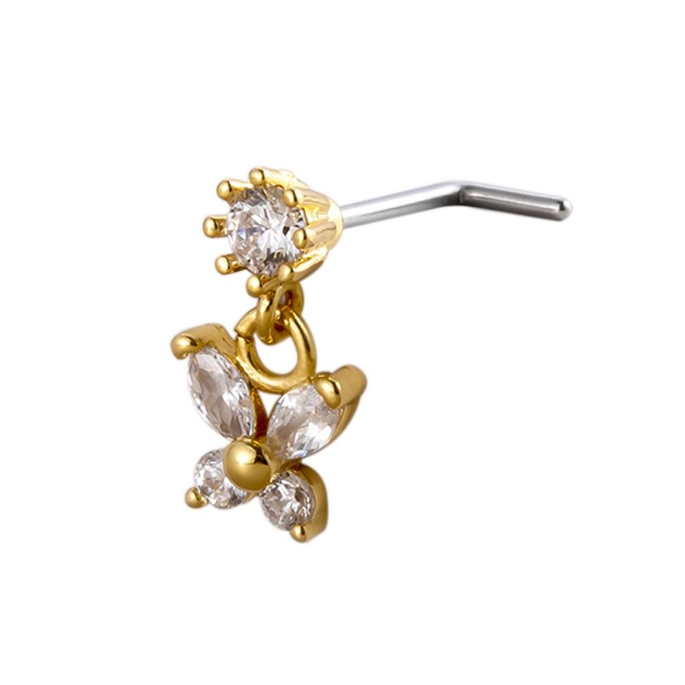 ステンレス鋼ピアス鼻スタッドクリスタルジルコン L スクリュ - Body Jewelry Nose Studs のレビューと価格