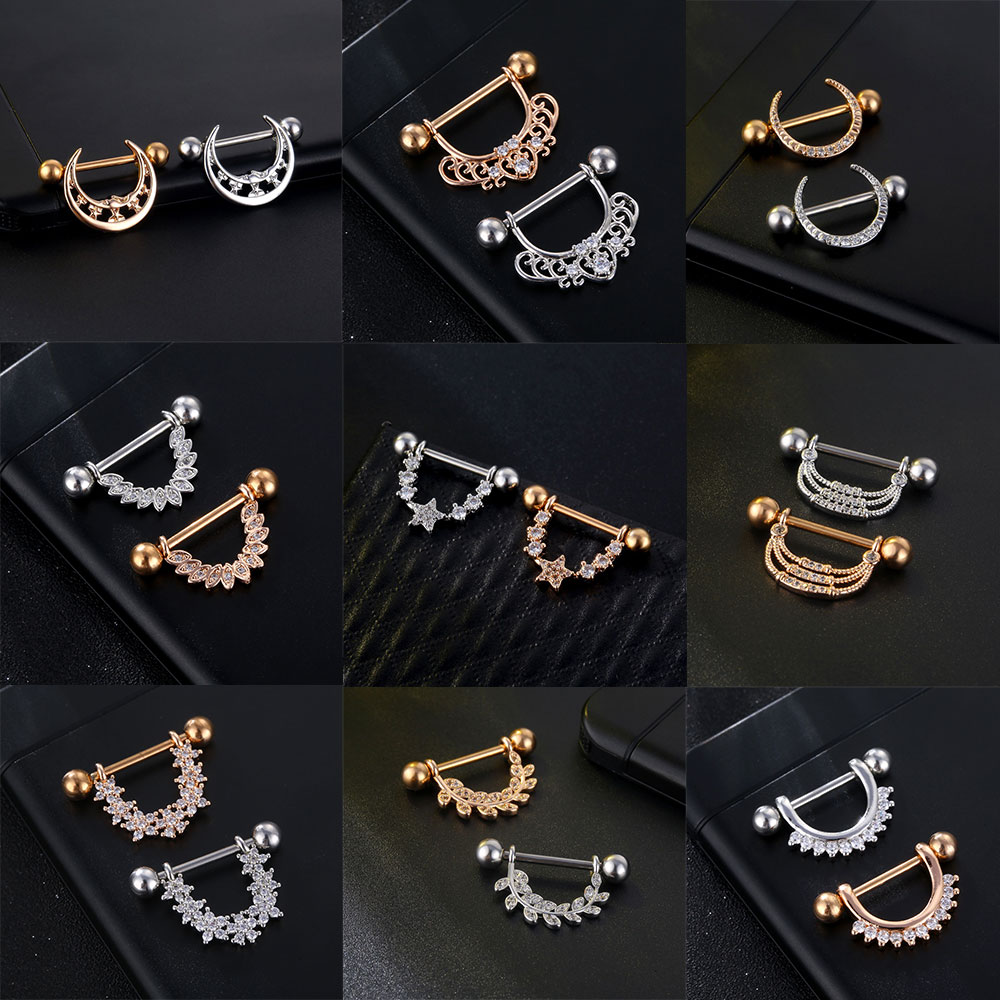 セクシーな乳首リングステンレス鋼ジルコン U 字型バーベル乳 - Body Jewelry Nipple Rings のレビューと価格