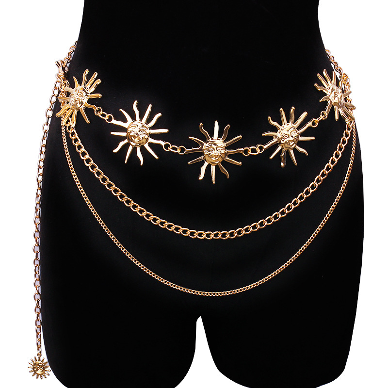 チャンキーな多層パンクゴシックムーンサンウエストチェーンメタ - Body Jewelry Chain のレビューと価格