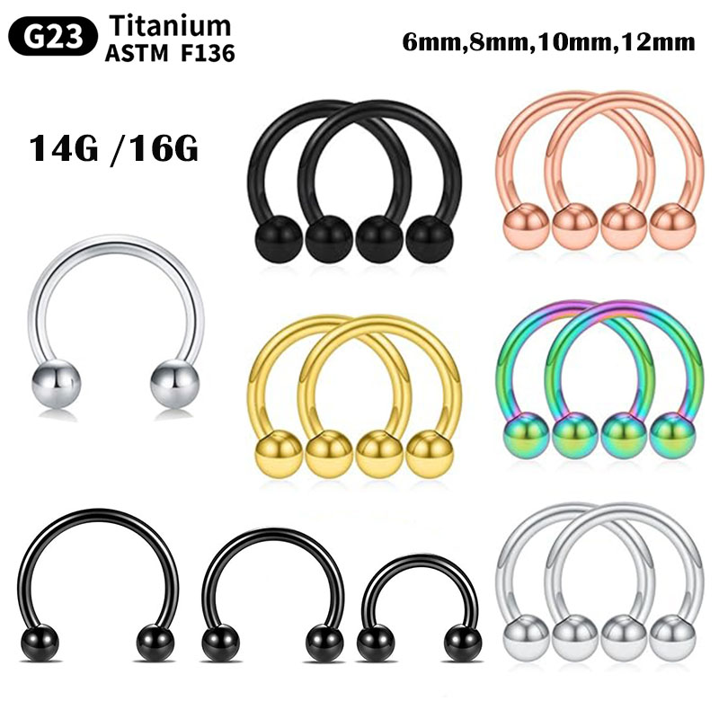 チタン馬蹄形セプタムリング,鼻リング,ヘリックス,軟骨,耳珠 - Body Jewelry Nipple Rings のレビューと価格