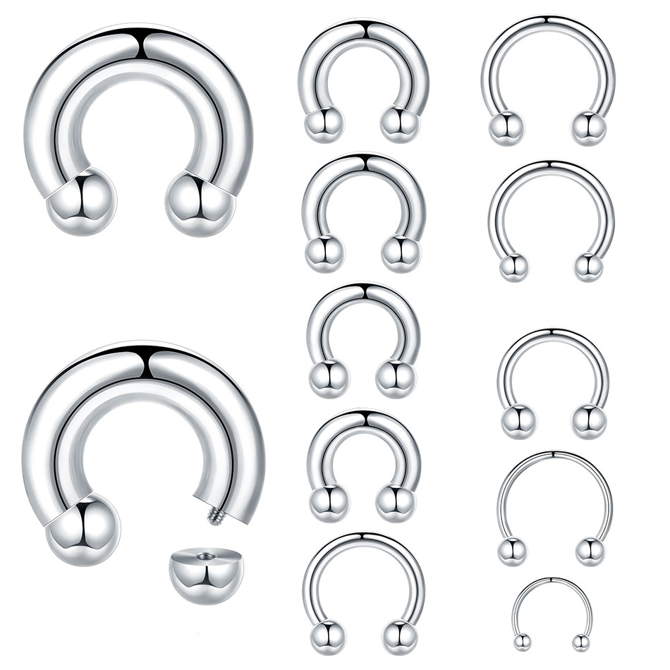 1PC 18G-00G 大型ゲージステンレス鋼馬蹄リングセプ - Body Jewelry Piercing のレビューと価格