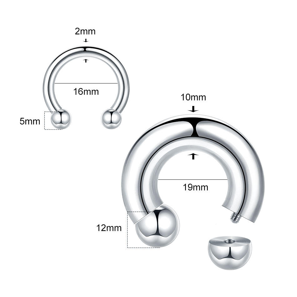 1PC 18G-00G 大型ゲージステンレス鋼馬蹄リングセプ - Body Jewelry Piercing のレビューと価格