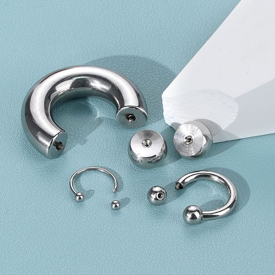 1PC 18G-00G 大型ゲージステンレス鋼馬蹄リングセプ - Body Jewelry Piercing のレビューと価格