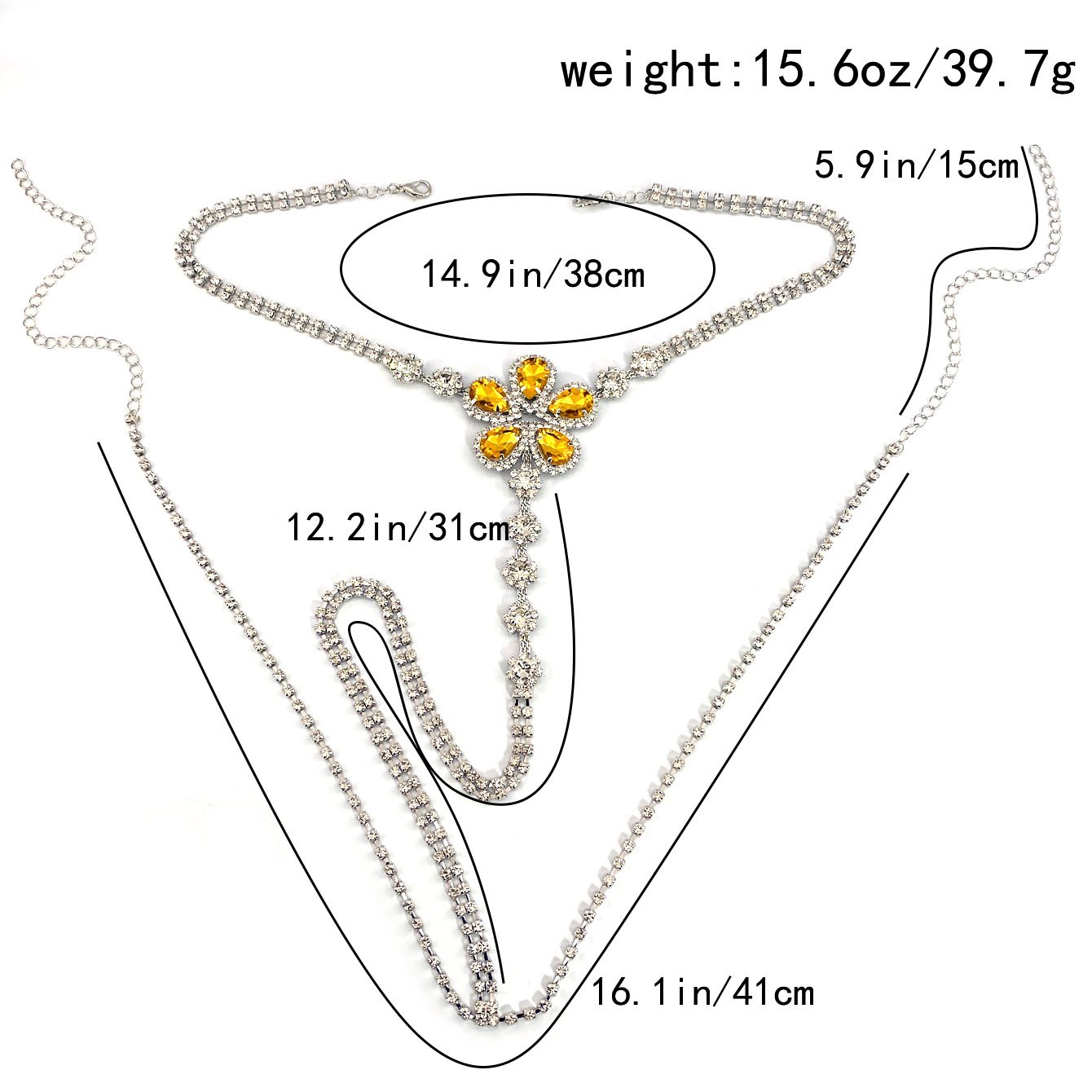 女性のための花の形をしたラインストーンのひも,セクシーなボデ - Body Jewelry Chain のレビューと価格