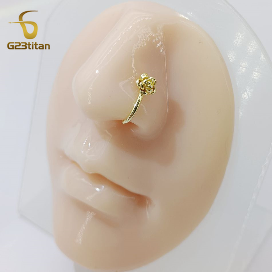 1pc クリスタル銅ローズノーズクリップ U 字型フェイクピ - Body Jewelry Nose Studs のレビューと価格