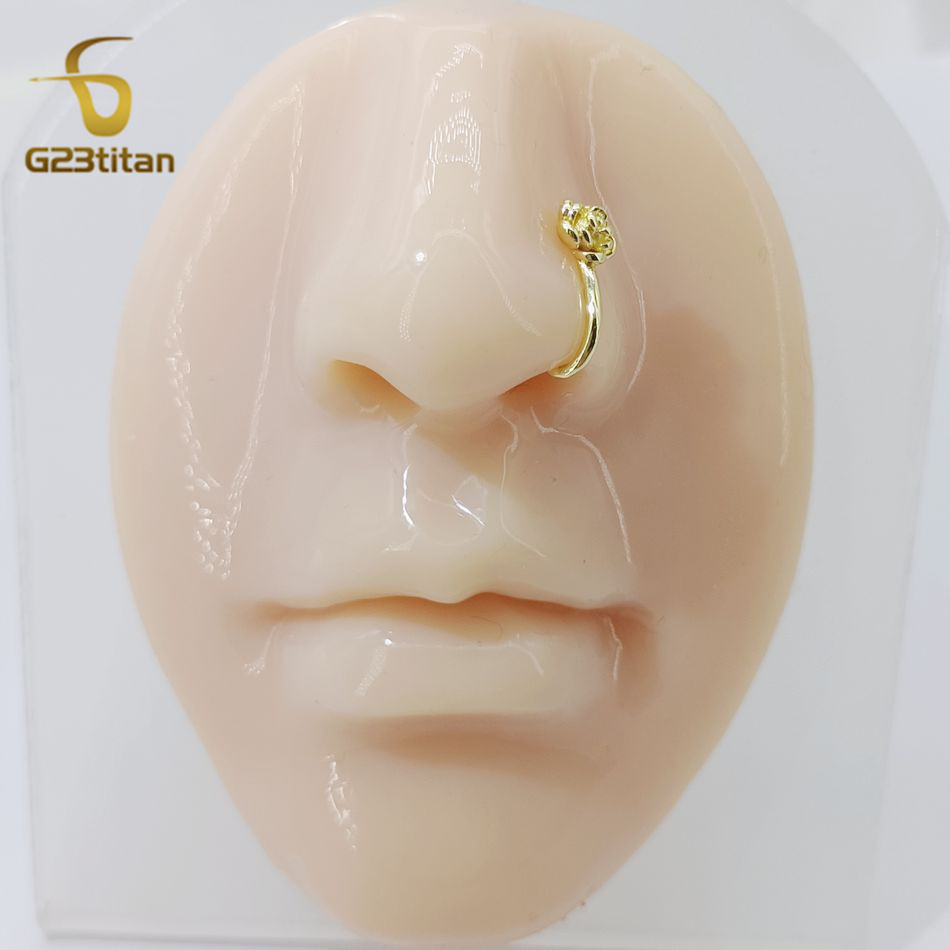 1pc クリスタル銅ローズノーズクリップ U 字型フェイクピ - Body Jewelry Nose Studs のレビューと価格
