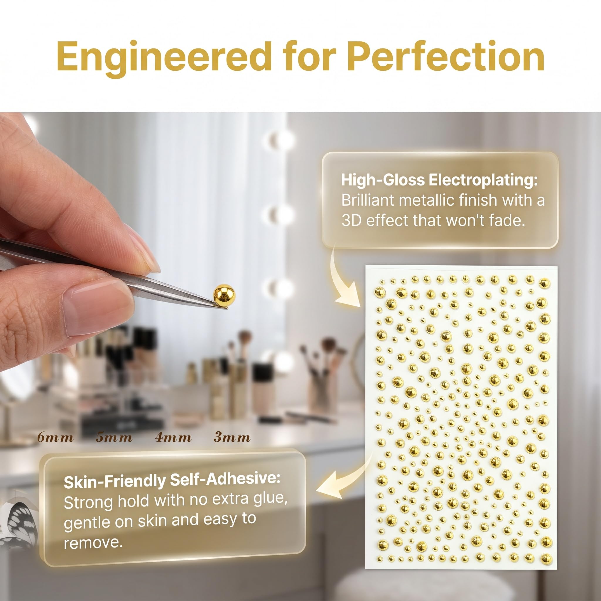 顔指輪シール自己粘着顔宝石偽穿孔セット、ピンセット付き銀ライ - Body Jewelry Piercing のレビューと価格