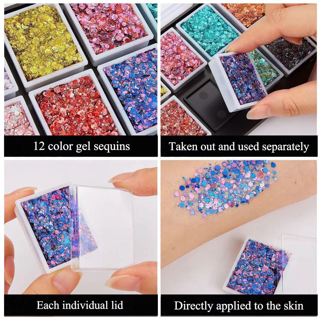 グリッタージェルパレットボディアートフェイスペインティング発 - Body Jewelry Glue のレビューと価格