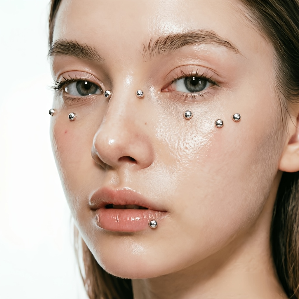 ピアス不要の自己粘着式フェイクピアスキット4点セット、リップ - Body Jewelry Piercing のレビューと価格
